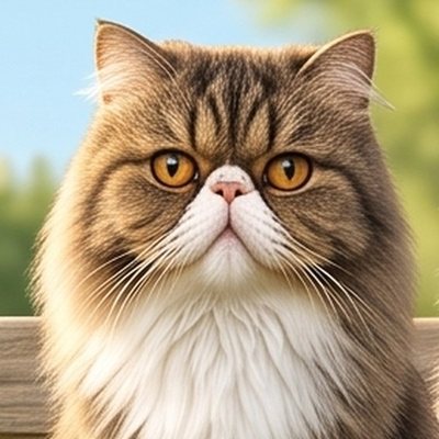 Luna, a fluffy brown tabby cat with a white chest and golden eyes